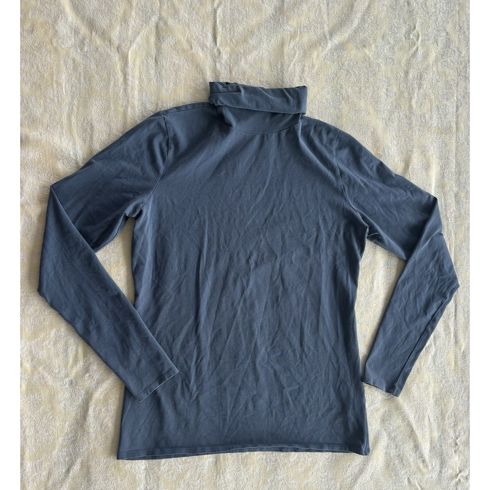 Peruvian Connection Classic Turtleneck Size L Blue Pima Cotton